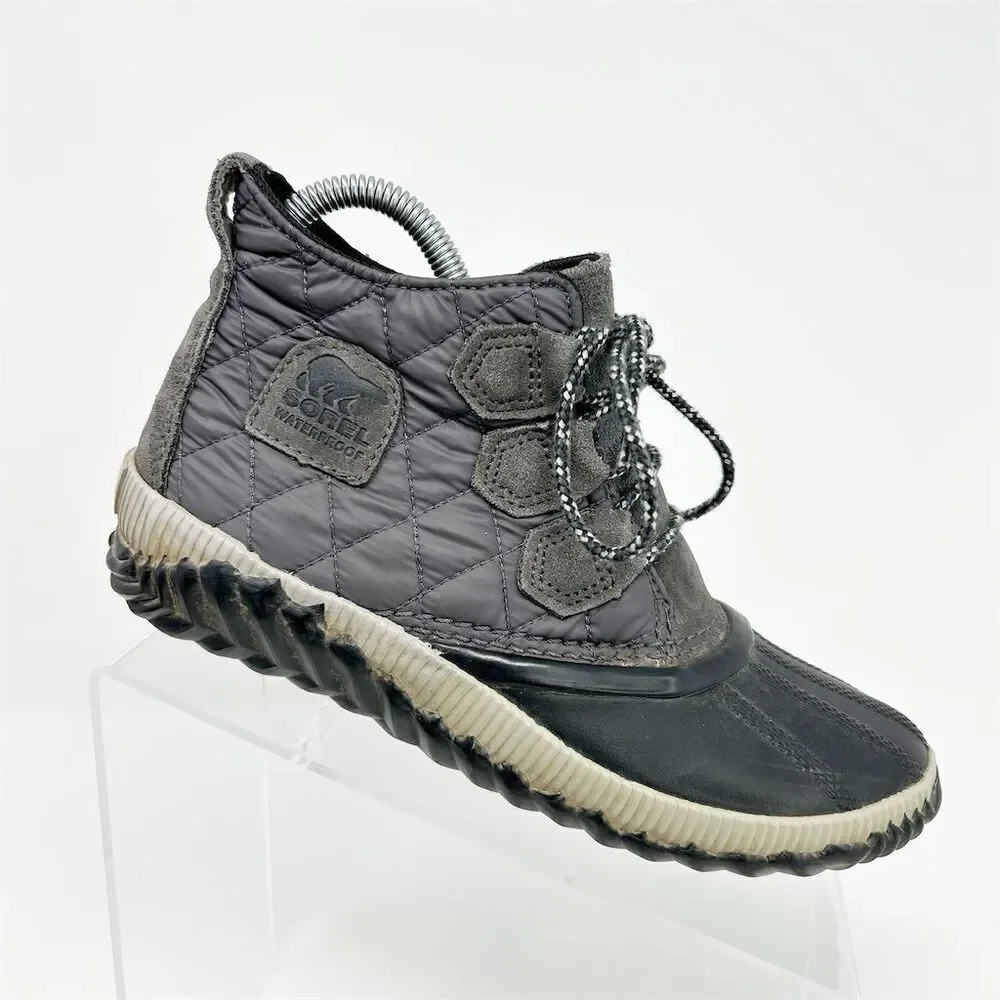 Sorel Out N About Women's Black Gray Waterproof Comfort Duck Boots Size 6.5